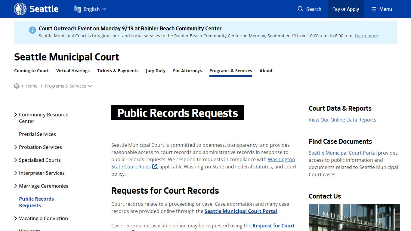 Public Records Requests - Courts | seattle.gov